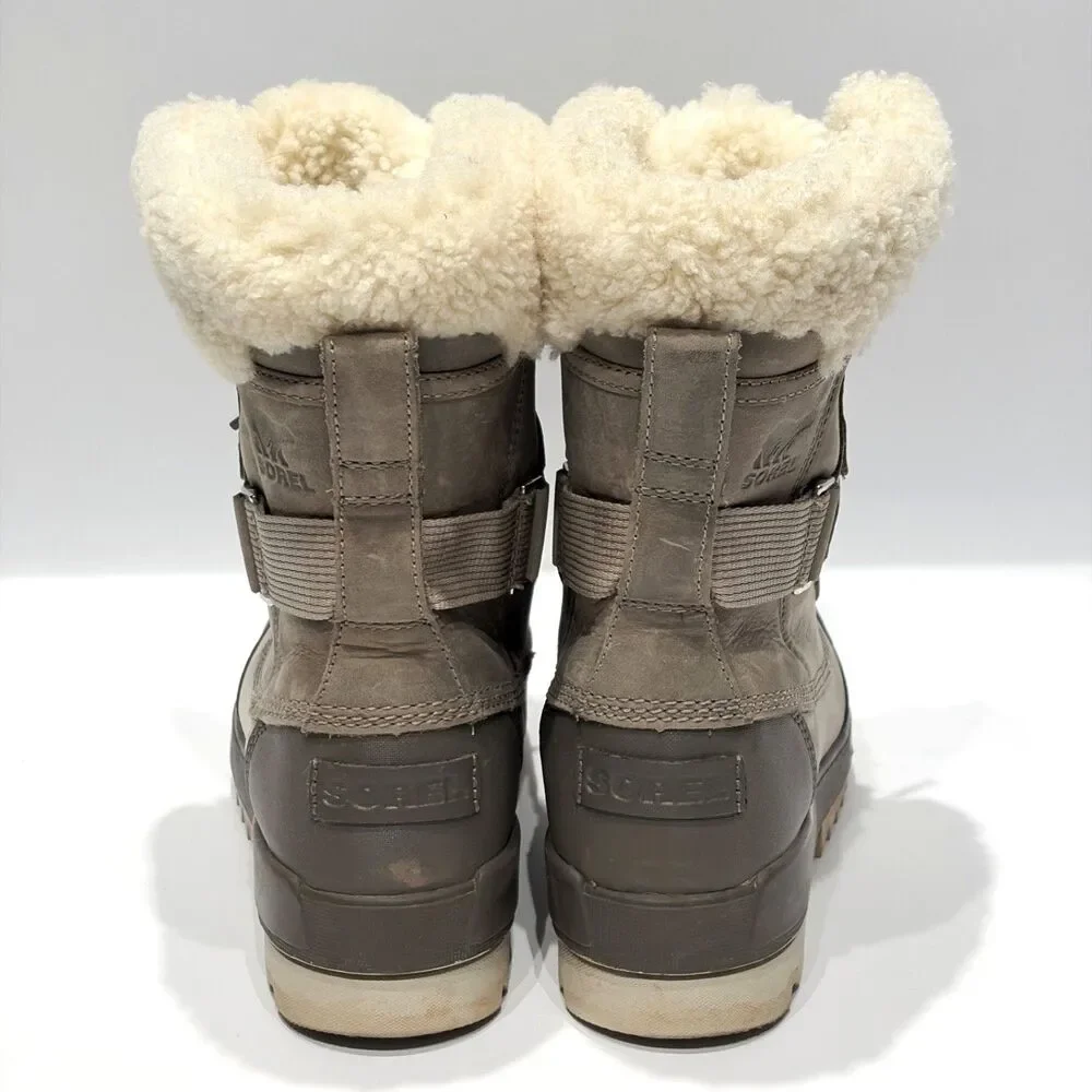 Sorel Tivoli IV Parc Waterproof Winter Boots Beige Leather Women 9.5 Light Wear